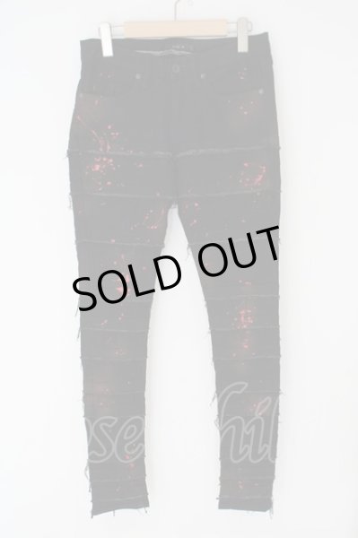 画像1: CIVARIZE / フリンジ切り替えスキニーデニムパンツ 42 ブラックｘレッド O-24-04-24-046-CI-pa-YM-ZT015 (1)