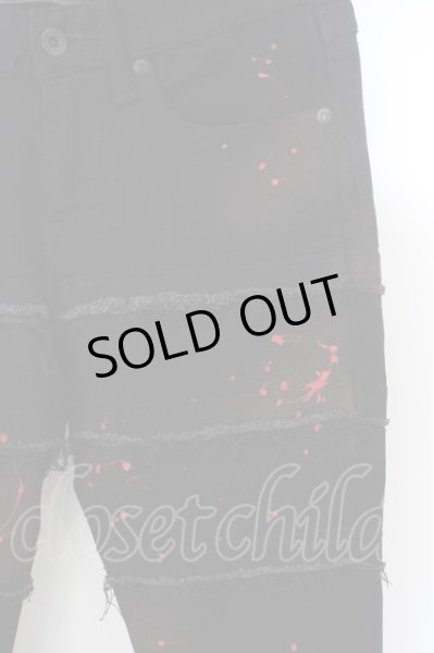 画像2: CIVARIZE / フリンジ切り替えスキニーデニムパンツ 42 ブラックｘレッド O-24-04-24-046-CI-pa-YM-ZT015 (2)