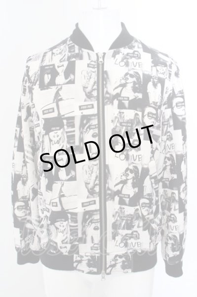 画像1: FREEDEE UN OLD / スナップ総柄ブルゾン M ブラックｘホワイト O-24-04-24-008-FR-ou-YM-ZT052 (1)