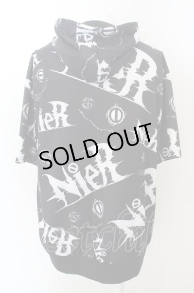 画像2: NieR CLOTHING / NieR LOGO総柄半袖パーカー  ブラック O-24-04-26-017-NC-to-YM-ZT483 (2)