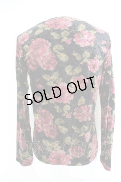 画像2: TORNADO MART / ベロアフラワーカットソー  ブラック O-24-05-06-071-TO-ts-YM-ZT94 (2)