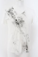 TORNADO MART / パイソンプリントVネックTシャツ L ホワイト O-24-05-06-013-TO-ts-YM-OS