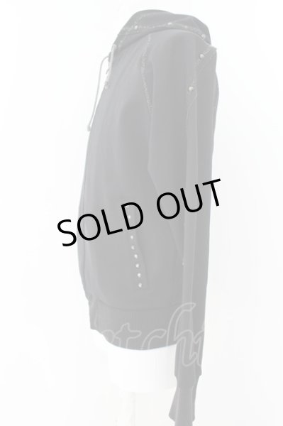 画像2: 5351pour les Hommes / バッククロススタッズジャージーパーカー  ブラック O-24-05-06-019-53-ja-YM-OS (2)