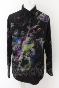 【WINTERセール】LAD MUSICIAN / DECHINE FLOWER STANDARD　シャツ 46 ブラックｘブルー O-24-05-14-005-LA-sh-YM-ZT389
