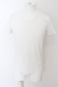 Zero by TORNADO MART / テレコVネックTシャツ M ホワイト O-24-05-14-043-Ze-ts-YM-OS