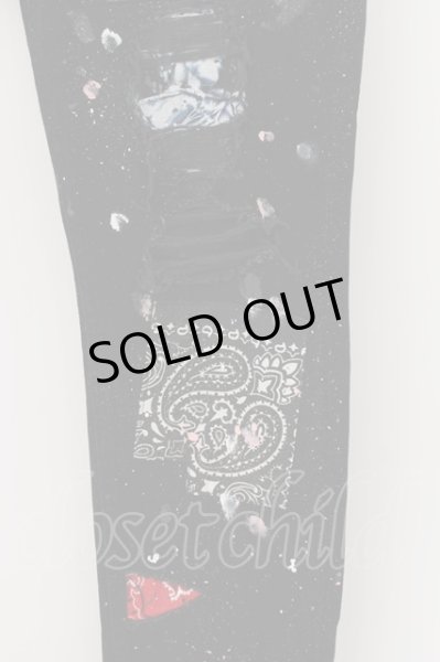 画像4: NO ID. BLACK / ×OVERDESIGNコラボ ストレッチデニムロックＴリメイクスキニーパンツ 3 ブラック O-24-05-16-034-NO-pa-YM-ZT0519 (4)