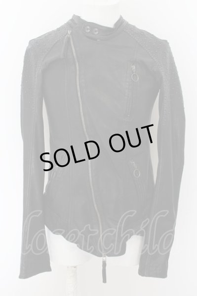 画像2: KMRii / サーペントクロススタッズゴートスキンダブルライダースジャケット 1 ブラック O-24-05-16-001-KM-ou-YM-OS (2)