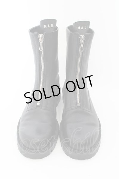 画像2: Moonage Devilment（清春） / カウレザーフロントZIPロングブーツ 41（約27.5cm) ブラック O-24-05-16-053-MO-sho-YM-ZT05000 (2)