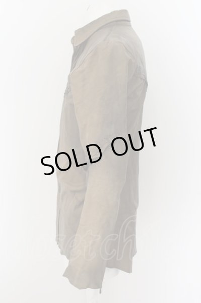 画像4: 14th Addiction / ゴートスキンステッチワークレザーシャツ 1 オリーブ O-24-05-19-043-14-sh-YM-OS (4)