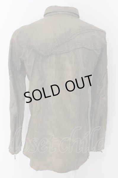 画像5: 14th Addiction / ゴートスキンステッチワークレザーシャツ 1 オリーブ O-24-05-19-043-14-sh-YM-OS (5)