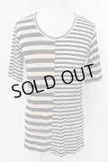JURY BLACK / 切替ボーダーロングTシャツ 2 ブラックｘベージュｘホワイト O-24-05-19-024-JU-to-YM-ZT269