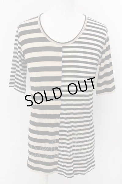 画像1: JURY BLACK / 切替ボーダーロングTシャツ 2 ブラックｘベージュｘホワイト O-24-05-19-024-JU-to-YM-ZT269 (1)
