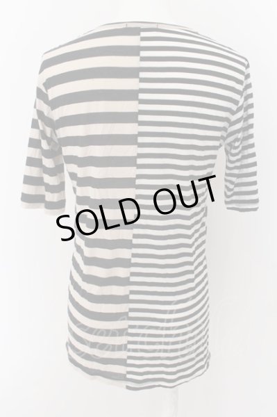 画像2: JURY BLACK / 切替ボーダーロングTシャツ 2 ブラックｘベージュｘホワイト O-24-05-19-024-JU-to-YM-ZT269 (2)