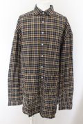 【WINTERセール】rovtski / オーバーサイズチェックシャツ F イエロー O-24-05-21-052-ro-sh-YM-ZT351