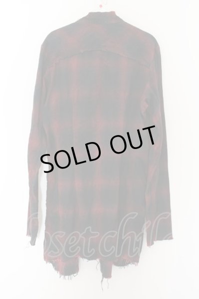 画像2: 14th Addiction / ダメージノーカラーチェックシャツガウン　カーディガン  レッドｘブラック O-24-05-21-069-14-to-YM-OS (2)