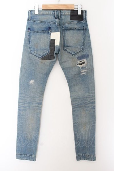 画像2: OVERDESIGN / レザーパッチリペア加工スキニーデニムパンツ 28 ライトインディゴ O-24-05-21-008-OV-pa-YM-ZT198 (2)