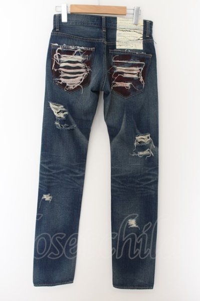 画像2: OVERDESIGN / creation premium パンキッシュカスタムダメージスキニーデニム 28 インディゴ O-24-05-21-009-OV-pa-YM-ZT011 (2)