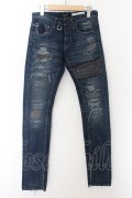 【WINTERセール】OVERDESIGN / LIMITED EDITION 　リペアデニムパンツ 28 ネイビー系 O-24-05-21-010-OV-pa-YM-ZT011