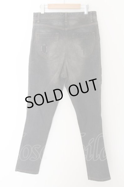 画像2: 14th Addiction / アシンメトリーサルエルデニムパンツ 1 ブラック O-24-05-21-024-14-pa-YM-ZT198 (2)