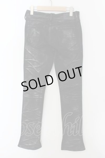 画像2: CIVARIZE / 顔料コーティングブーツカットバイカーデニムパンツ 42 ブラックｘシルバー O-24-05-23-032-CI-pa-YM-ZT336 (2)