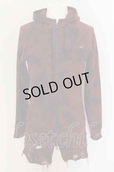 画像1: BERNINGS-SHO / オパールダメージロングZIPパーカー M レッド O-24-05-26-010-BE-to-YM-OS (1)