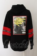 【WINTERセール】ATTI / 袖切替バックデザインフーディー　パーカー  ブラック O-24-05-26-014-BE-to-YM-ZT235
