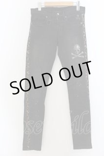 Roen Jeans / ブラックスワロフスキースカルサイドレオパードライン