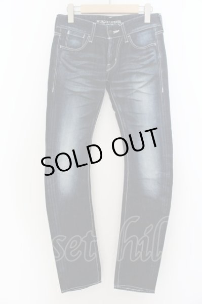 画像1: MURDER LICENSE / ヒゲ加工カーブドスキニーデニムパンツ 42 濃色 O-24-05-27-014-MU-pa-YM-ZT360 (1)