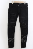 画像1: 【セール】Black by VANQUISH / 蛇腹リメイクストレッチスキニーデニムパンツ 28 ブラック O-24-05-27-019-Bl-pa-YM-ZT360 (1)