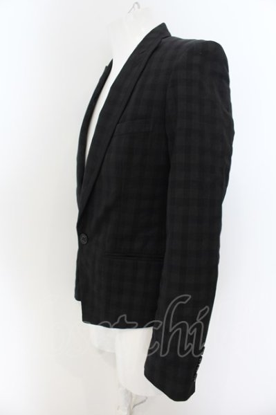 画像2: MIDAS9 / シャドーチェックドレステーラードジャケット 42 ブラック O-24-05-27-002-MI-ja-YM-ZT146 (2)