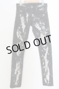 【WINTERセール】Roen Jeans / スワロフスキースカルレオパードラインブリーチデニムスキニーパンツ 28 グレー O-24-05-27-024-Ro-pa-YM-ZT361