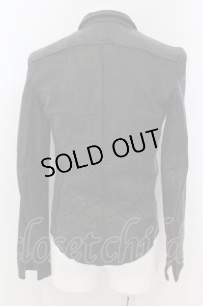 画像3: AKM / ワンフックカウレザーシャツ M ブラック O-24-05-30-055-AK-ou-YM-ZT-ML-003 (3)