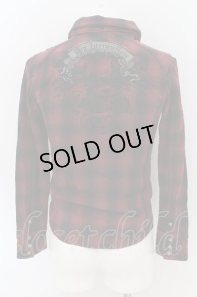 画像2: MIDAS / バッククロススカルチェックネルシャツ 1 レッド O-24-06-06-028-MI-sh-YM-OS (2)