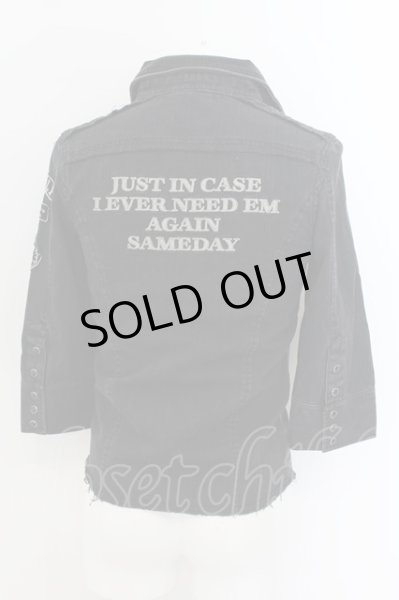 画像4: MIDAS / 刺繍パッチ半袖デニムシャツ  ブラック O-24-06-06-036-MI-sh-YM-ZT393 (4)