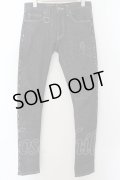 【セール】Roen Jeans / ブラックスワロフスキースカルサイドレオパードラインデニムスキニーパンツ 28 ブラック O-24-06-06-052-Ro-pa-YM-ZT390