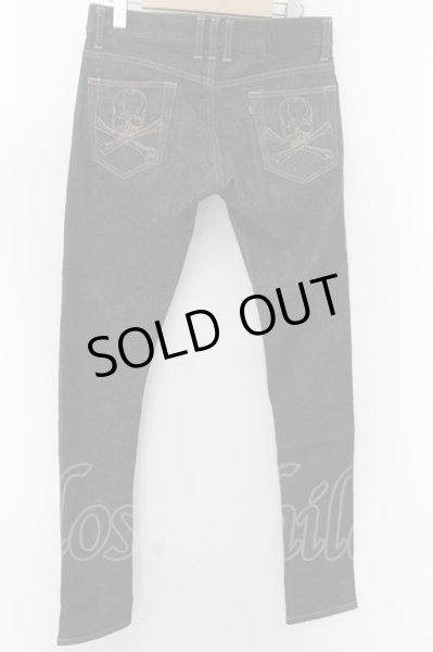 画像2: Roen Jeans / ブラックスワロフスキースカルサイドレオパードラインデニムスキニーパンツ 28 ブラック O-24-06-06-052-Ro-pa-YM-ZT390 (2)