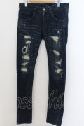 【セール】NO ID. BLACK / ストレッチデニムダメージスキニーパンツ 1 インディゴ O-24-06-06-015-NO-pa-YM-ZT389
