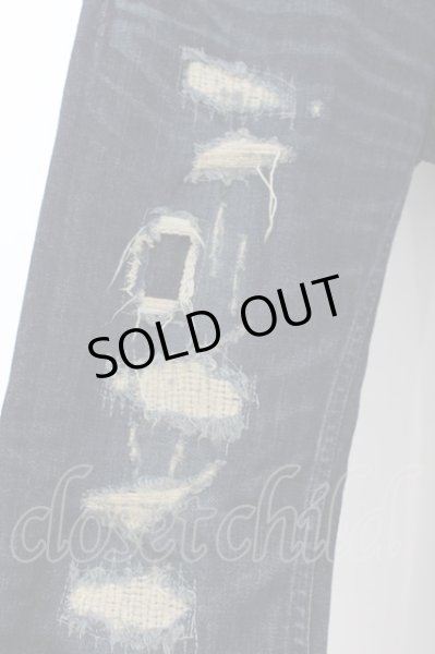 画像2: NO ID. BLACK / ストレッチデニムダメージスキニーパンツ 1 インディゴ O-24-06-06-015-NO-pa-YM-ZT389 (2)