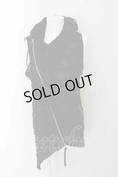 画像1: CIVARIZE / オパールダメージノースリーブロングパーカー 46 ブラック O-24-06-08-004-CI-to-YM-OS (1)