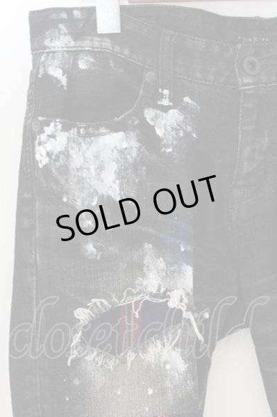 画像2: CIVARIZE / タータンリペアペインティングデストロイストレッチスキニーデニムパンツ 42 ブラック O-24-06-08-032-CI-pa-YM-ZT469 (2)