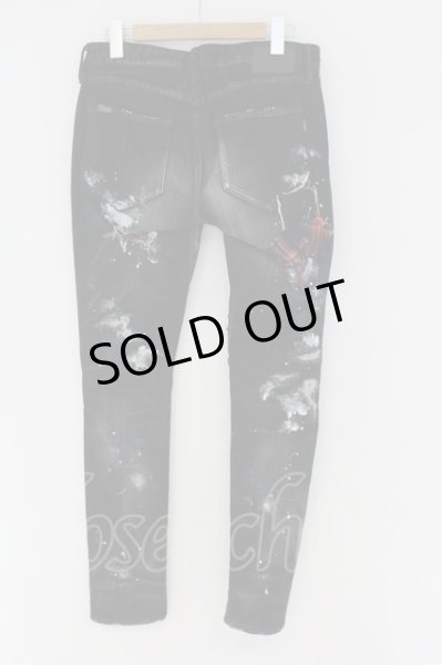 画像4: CIVARIZE / タータンリペアペインティングデストロイストレッチスキニーデニムパンツ 42 ブラック O-24-06-08-032-CI-pa-YM-ZT469 (4)