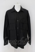 【セール】CIVARIZE / PUレザーオーバーサイズミリタリーシャツ F ブラック O-24-06-08-021-CI-sh-YM-ZT-ML010
