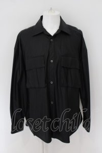 【セール】CIVARIZE / PUレザーオーバーサイズミリタリーシャツ F ブラック O-24-06-08-021-CI-sh-YM-ZT-ML010