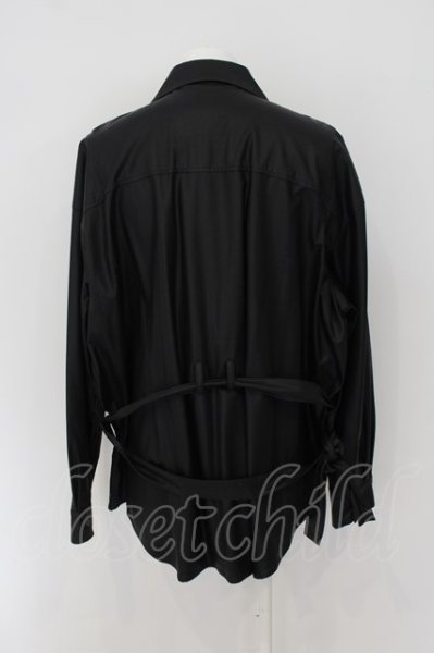 画像3: CIVARIZE / PUレザーオーバーサイズミリタリーシャツ F ブラック O-24-06-08-021-CI-sh-YM-ZT-ML010 (3)