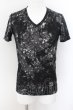 画像1: TORNADO MART / フラワーフォイルタックストライプTシャツ M ブラック O-24-06-15-051-TO-ts-YM-OS (1)