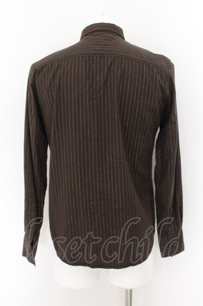 画像2: TORNADO MART / 銀糸ストライプ刺繍シャツ M ブラウン O-24-06-15-054-TO-sh-YM-ZT273 (2)