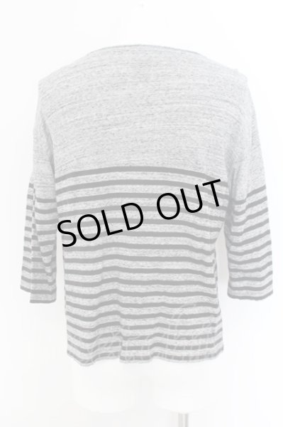 画像2: TORNADO MART / コットンボーダーワイド五分袖カットソー  グレー O-24-06-15-056-TO-to-YM-ZT274 (2)