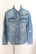 【セール】ZARA / ペインティングデザインデニムジャケット　Gジャン EU XL インディゴ O-24-06-15-006-ZA-ou-YM-ZT067