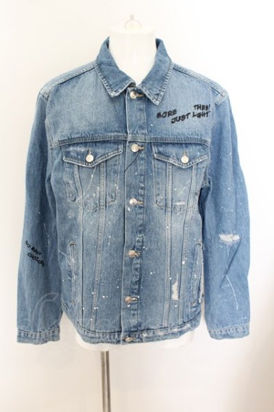 画像1: 【セール】ZARA / ペインティングデザインデニムジャケット　Gジャン EU XL インディゴ O-24-06-15-006-ZA-ou-YM-ZT067