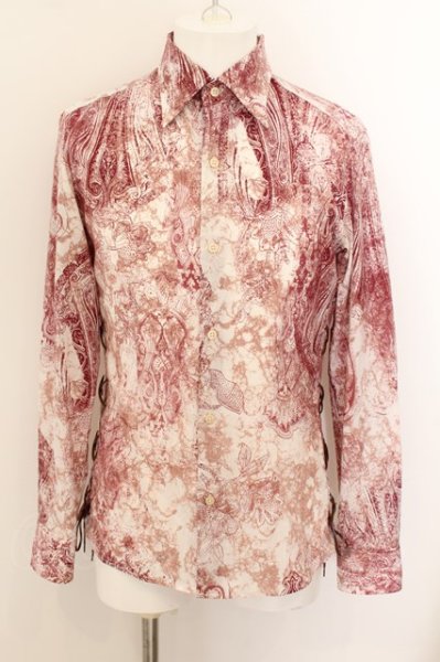 画像1: TORNADO MART / ゴシック総柄サイドレースアップシャツ L ピンク O-24-06-15-027-TO-sh-YM-ZT240 (1)